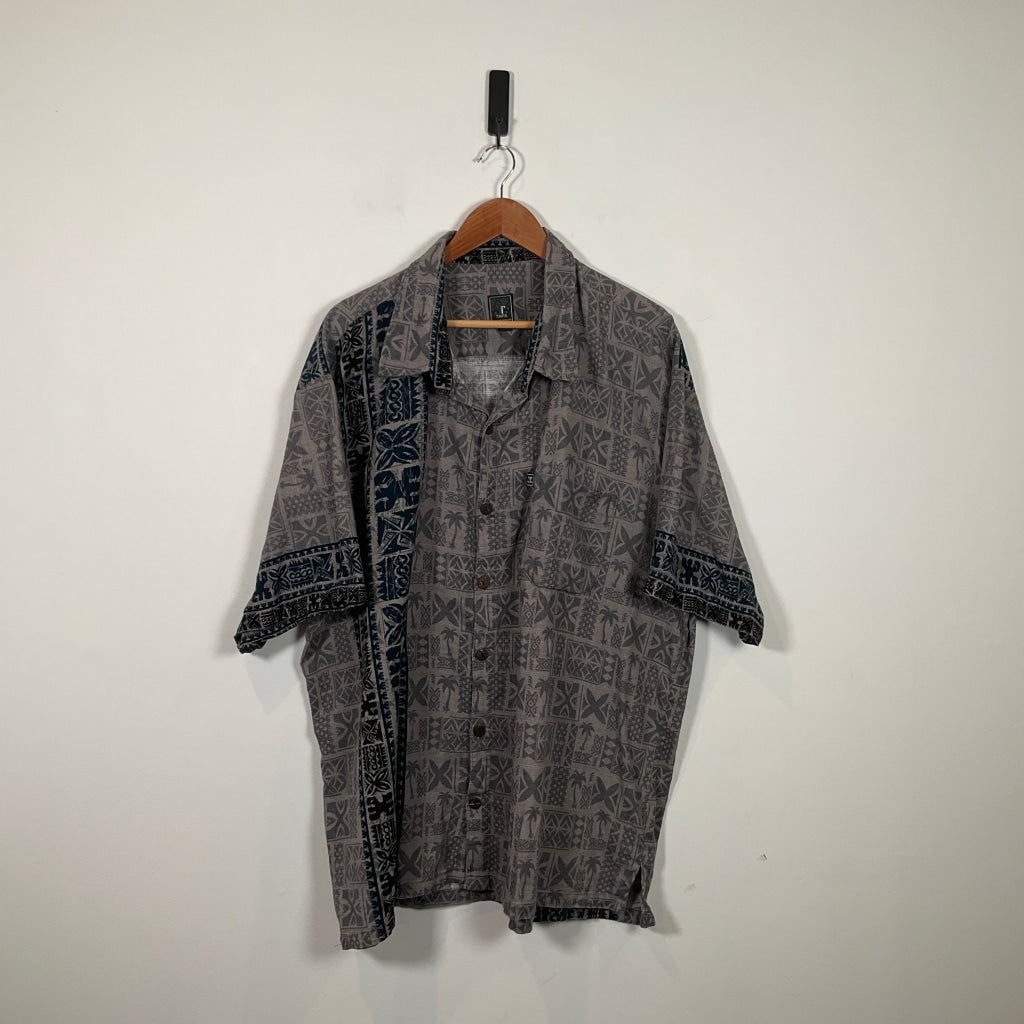 Tanoa - Black & Grey Island Style Shirt - XXXXXXL - Shirts &