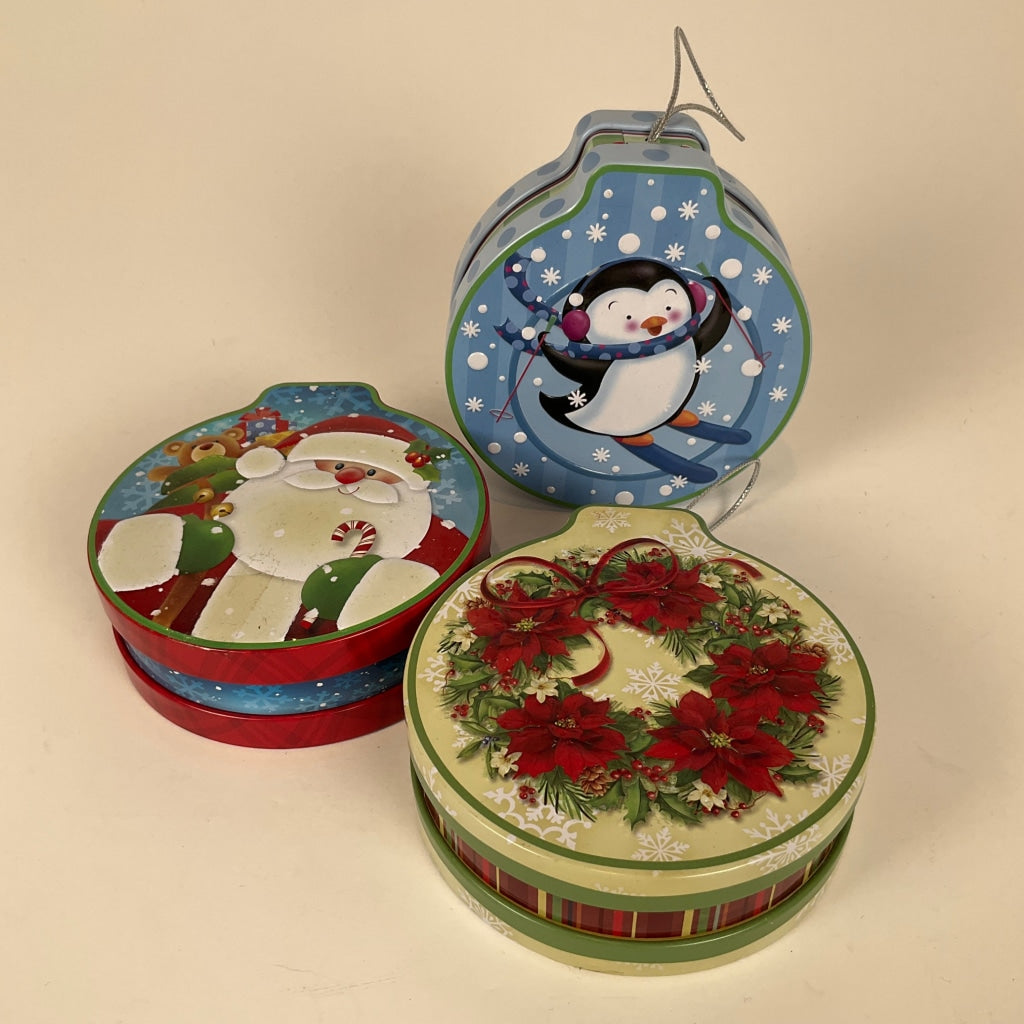 Xmas tree hanging tins - xmas